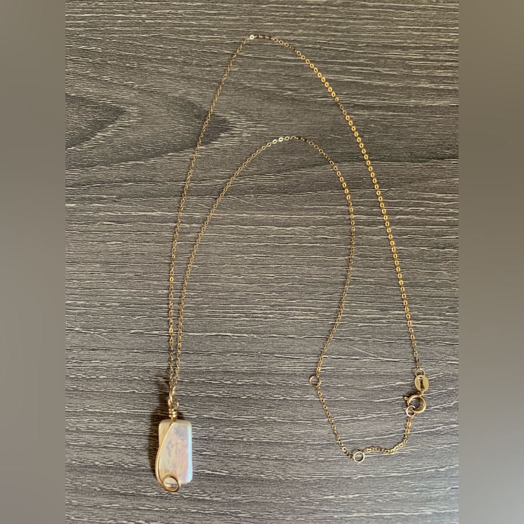 Genuine Pearl Wrap Detail 585 14k Solid Gold Necklace Artist Made Baroque Biwa 141$